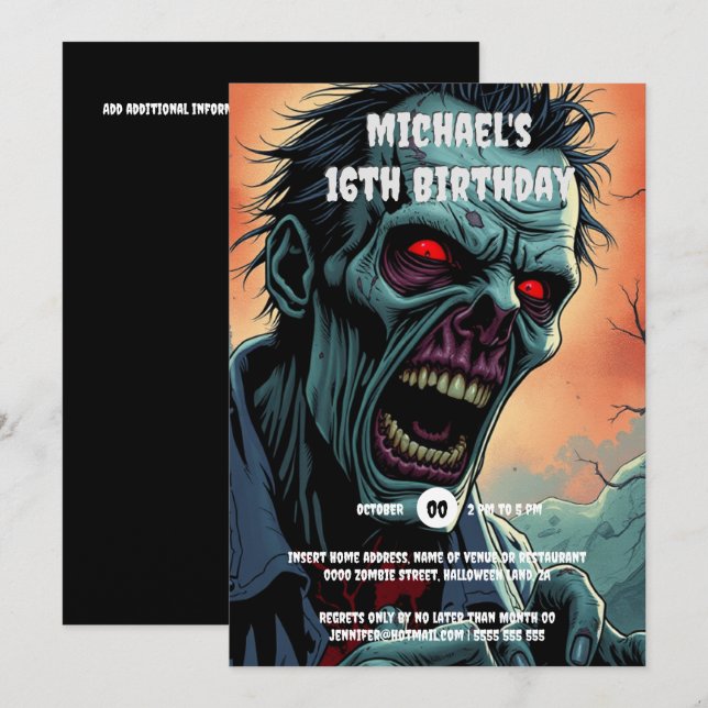 Invitación Adultos asustados del monstruo del arte cómico de  (Anverso / Reverso)