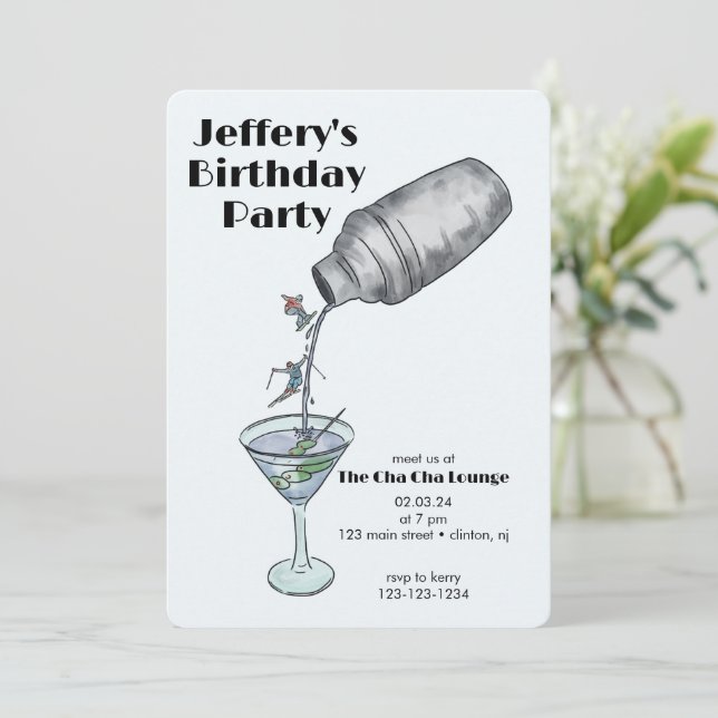 Invitación Adultos de invierno de cumpleaños para esquiar (Anverso de pie)