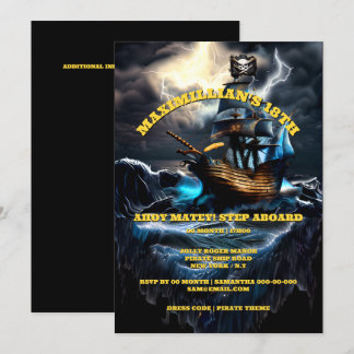 Invitación Adultos del barco pirata temática de los niños de