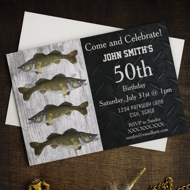 Invitación Adultos forzados Walleye Pesca Camo Invitat cumple (Subido por el creador)