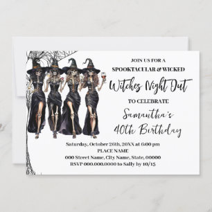 Invitación Adutls Cumpleaños Halloween Testigos Noche Fuera F