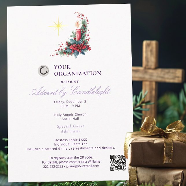 Invitación Advent by Candlelight Women Ministry P Christmas (Elegant Advent by Candlelight Women Ministry Purple Spiritual Blessed Christmas Star Invitation)