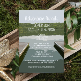 Invitación Adventure Awaat Boat Dock Lake Family Reunion