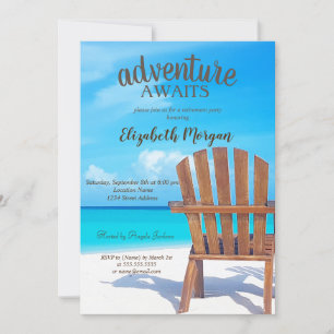 Invitación Adventure Await Beach Chair Retirement Fiesta