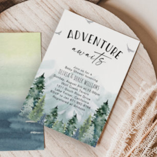 Invitación Adventure Awaits Baby Shower