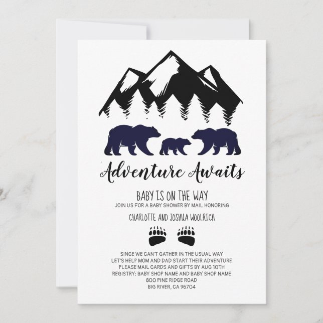 Invitación Adventure Awaits Baby Shower By Mail (Anverso)