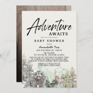 Invitación Adventure Awaits Bear Drive-by Baby Shower
