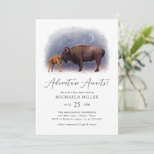 Invitación Adventure Awaits Boho Bison Desert Baby Shower
