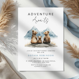 Invitación Adventure Awaits Brown Bears Safari Baby Shower
