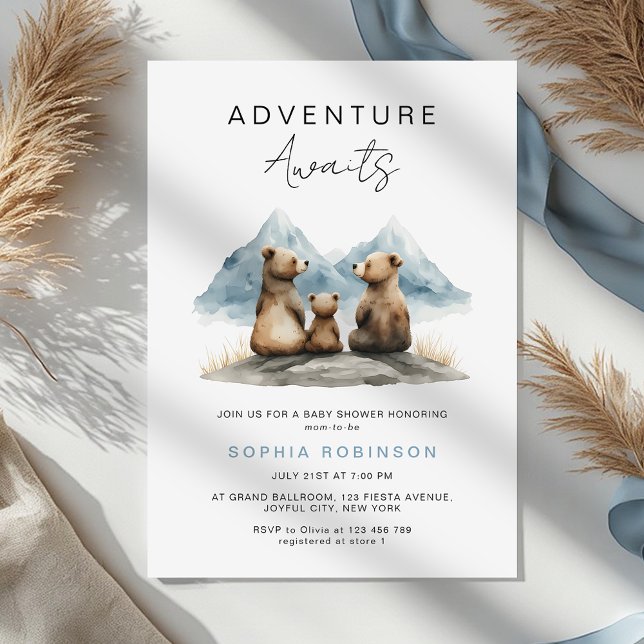 Invitación Adventure Awaits Brown Bears Safari Baby Shower (Subido por el creador)