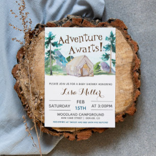 Invitación Adventure Awaits Camping Baby Shower