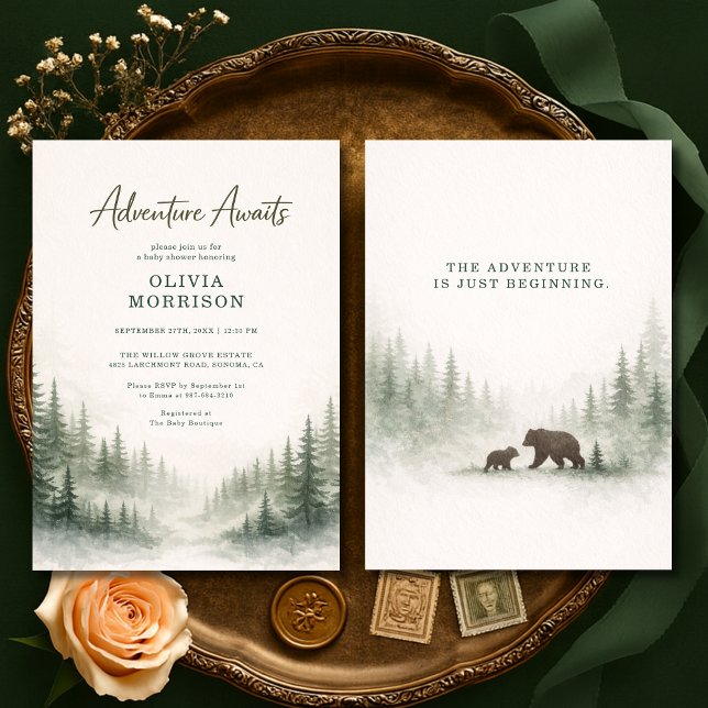 Invitación Adventure Awaits Forest Animals Baby Shower (Subido por el creador)