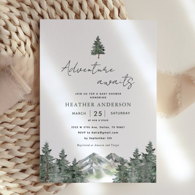 Invitación Adventure Awaits Forest Winter Boy Baby Shower (Subido por el creador)