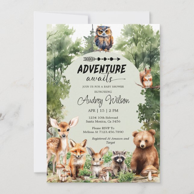 Invitación Adventure Awaits Highland Animals (Anverso)