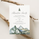 Invitación Adventure Awaits Mountain Boy Baby Shower<br><div class="desc">Invitar a amigos y familiares a celebrar una pequeña invitación en el camino con esta invitación rústica,  con montañas de acuarela y un fondo verde sabio.</div>