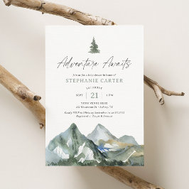 Invitación Adventure Awaits Mountain Boy Baby Shower