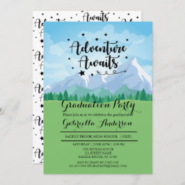 Invitación Adventure Awaits Mountain Scene Graduation Party