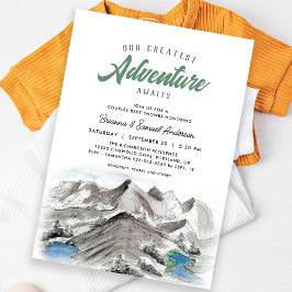 Invitación Adventure Awaits Mountains Parejas Baby Shower