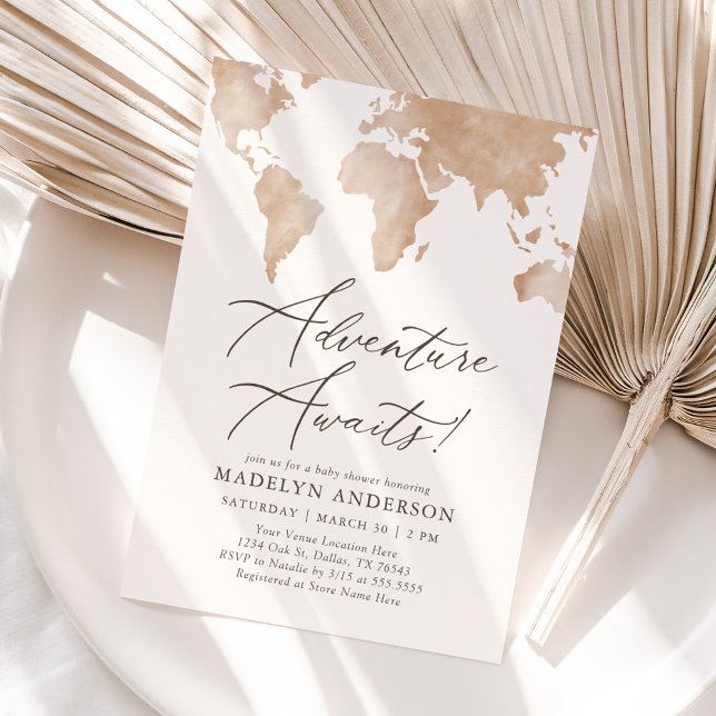 Invitación Adventure Awaits Travel Baby Shower (Subido por el creador)