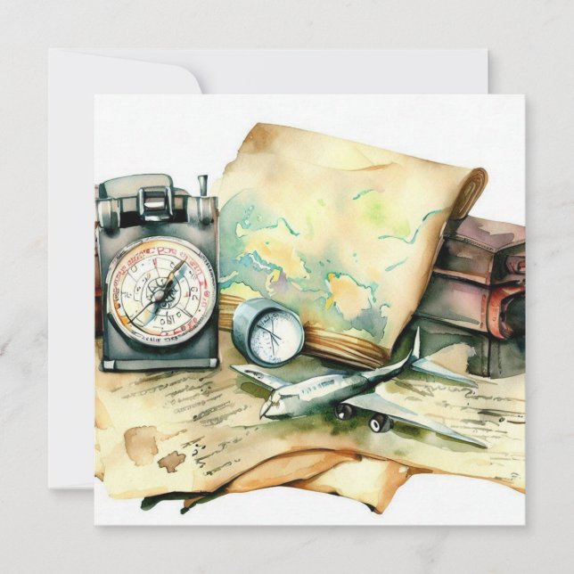 Invitación Adventure Awaits: Wanderlust Edition, un Baby Show (Anverso)