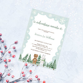 Invitación Adventure Awaits Watercolor Winter Baby Shower
