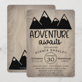 Invitación Adventure Awaits Wood Mountain Baby Shower
