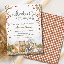 Adventure Awaits Woodland Animals Baby Shower