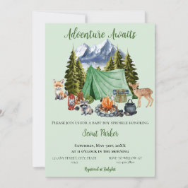 Invitación Adventure Awaits Woodland Baby Shower