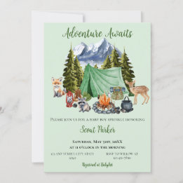 Invitación Adventure Awaits Woodland Baby Shower