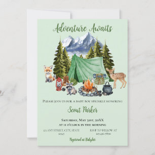 Invitación Adventure Awaits Woodland Baby Shower