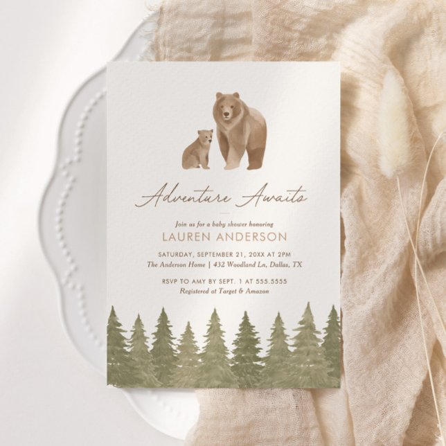 Invitación Adventure Awaits Woodland Baby Shower (Subido por el creador)