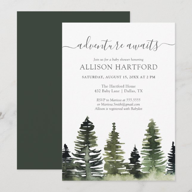 Invitación Adventure Awaits Woodland Baby Shower Invitation (Anverso / Reverso)
