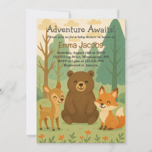 Invitación Adventure Awaits Woodland Baby Shower Invitation