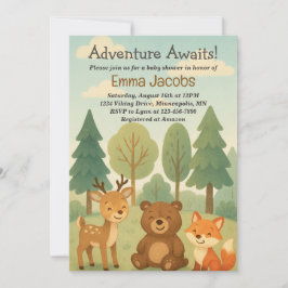 Invitación Adventure Awaits Woodland Baby Shower Invitation