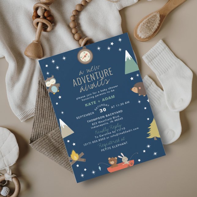 Invitación Adventure Awaits Woodland Boy Baby Shower (Subido por el creador)
