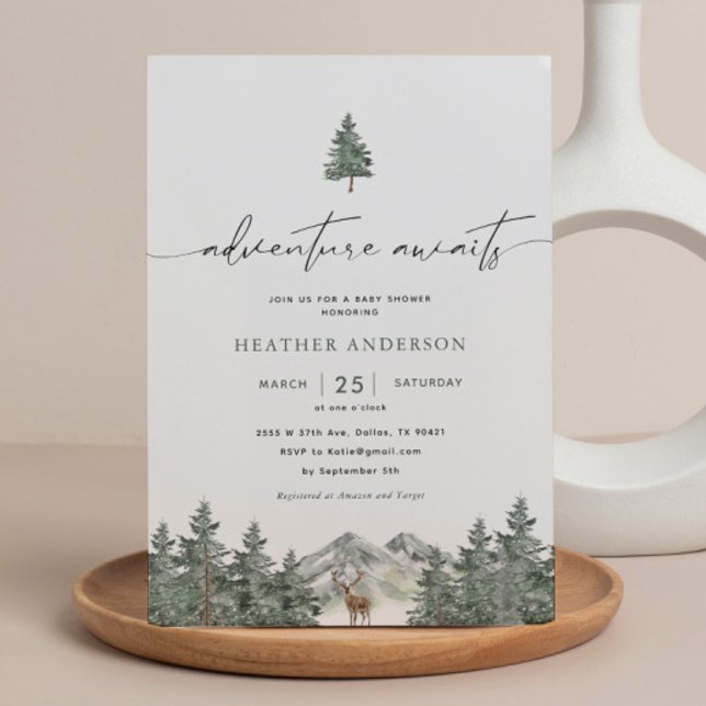 Invitación Adventure Awaits Woodland Boy Baby Shower (Subido por el creador)