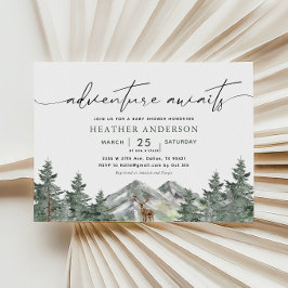 Invitación Adventure Awaits Woodland Boy Baby Shower