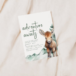 Invitación Adventure Awaits Woodland Theme Baby Shower
