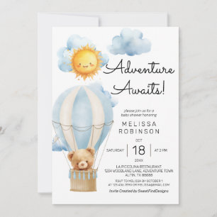 Invitación Adventure Awath Air Balloon Boy Baby Shower