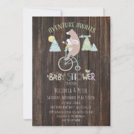 Invitación Adventure Awath Bear Bunny Bike Baby Shower