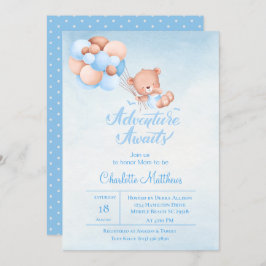 Invitación Adventure Awath Blue Balloon Baby Shower