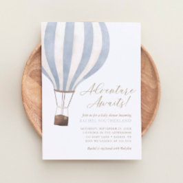 Invitación Adventure Awath Blue Hot Air Balloon Baby Shower
