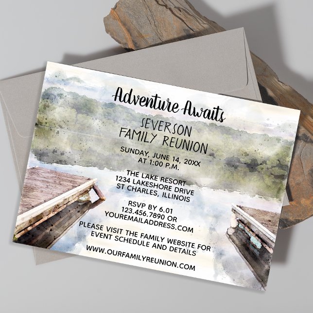 Invitación Adventure Awath Boat Docks Lake Family Reunion (Subido por el creador)