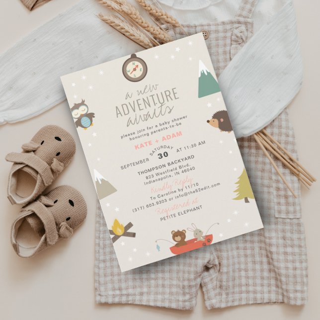 Invitación Adventure Awath Chica Woodland Pink Baby Shower (Subido por el creador)