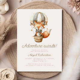 Invitación Adventure Awath Cute Fox Balloon Baby Shower