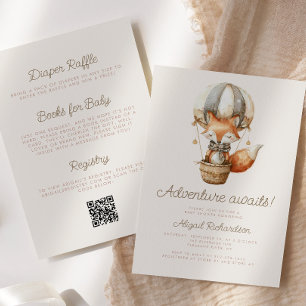 Invitación Adventure Awath Cute Fox QR Code Baby Shower