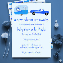 Invitación Adventure Awath Cute Truck & Trailer BABY SHOWER