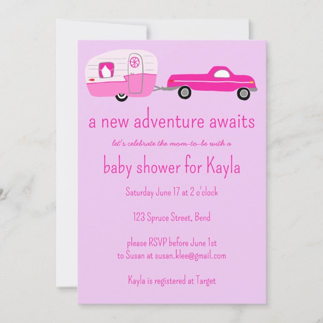 Invitación Adventure Awath Cute Truck & Trailer BABY SHOWER (Anverso)