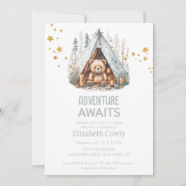 Invitación Adventure Awath Cute Woodland Camping Baby Shower