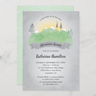 Invitación Adventure Awath Green Mountains Baby Shower